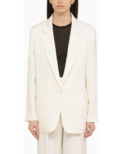 The Row Single Breasted Linen Jacket - Natural