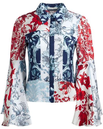 Alice + Olivia Willa Floral Print Shirt - Red