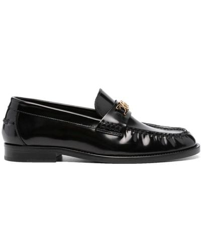 Versace Medusa-chain Leather Loafers - Black