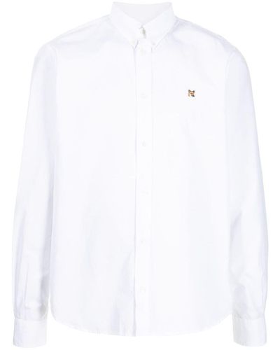 Maison Kitsuné Fox Head Embroidery Classic Shirt Clothing - White