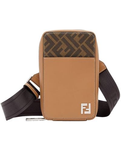 Fendi Phone Case Ff Shoulder Strap Bags - Brown