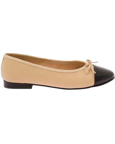 Jeffrey Campbell Ballet Flats With Contrasting Toe And Bow - Natural