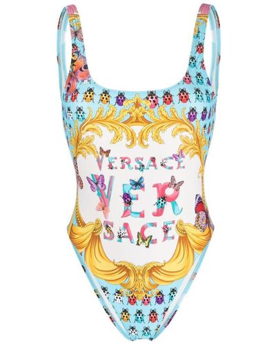 Versace Butterflies Logo-print Swimsuit - Multicolour