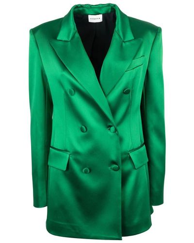 P.A.R.O.S.H. Double-breasted Tailored Satin Blazer - Green
