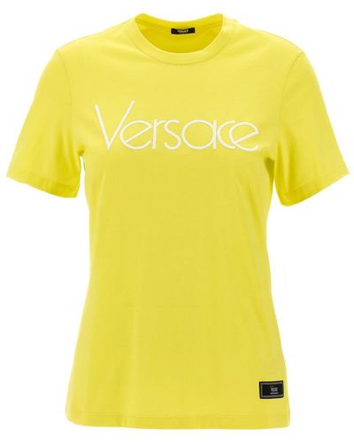 Versace Logo Embroidery T-shirt - Yellow
