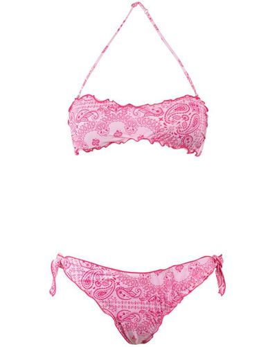 Saint Barth Bandana Print Bandeau Bikini - Pink