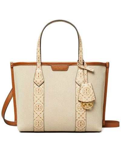 Tory Burch Small Canvas Perry Shopping Bag - Natural