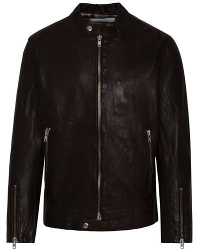 Bully Brown Leather Jacket - Black