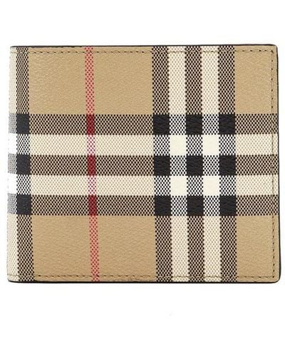 Burberry Vintage Check E-canvas Bifold Wallet - Brown