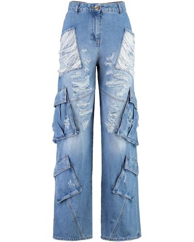 Elisabetta Franchi Wide-Leg Jeans - Blue