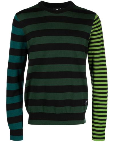PS by Paul Smith Striped Cotton Crewneck Sweater - Green