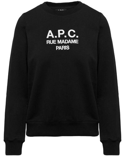 A.P.C. 'Tina' Crewneck Sweatshirt With Contrasting Logo Print - Black