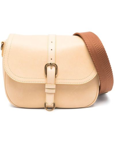 Golden Goose Sally Bag Medium Smooth Calfskin Leather Fabric Shoulder Strap Bags - Natural