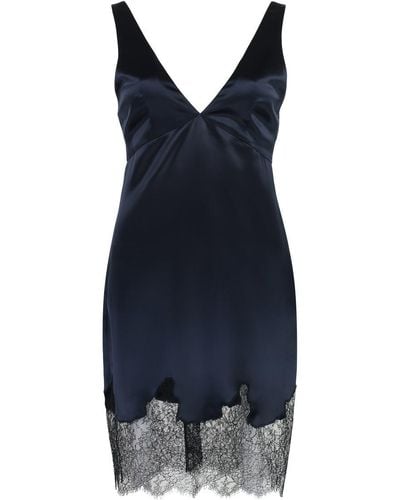 Saint Laurent Silk Mini Dress - Blue