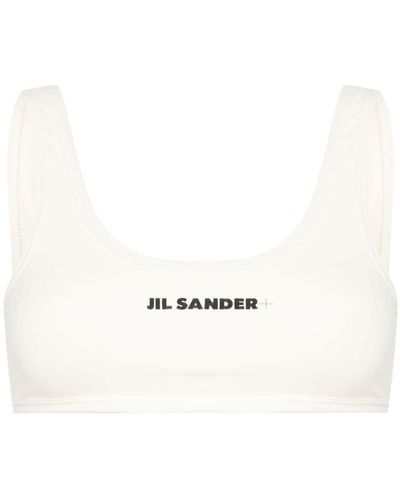 Jil Sander Logo Print Bikini Top - Natural