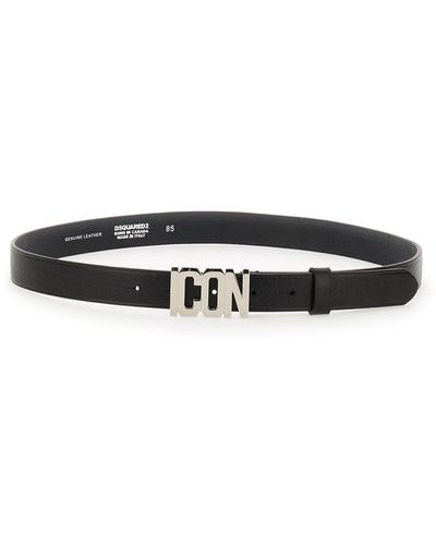 DSquared² Be Icon Leather Belt - Black