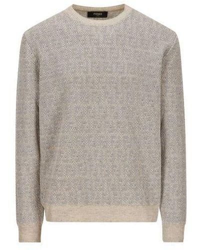 Fendi Ff Motif Sweater - Gray