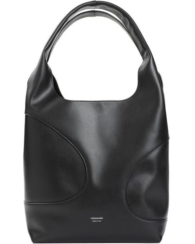 Ferragamo Hobo Bag With Cut-Out Detailing - Black