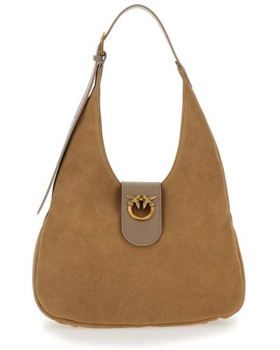 Pinko Small Hobo Bag With Logo Detail - Brown
