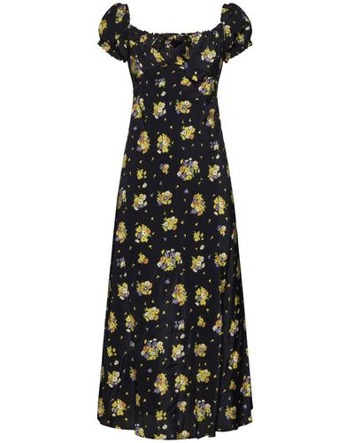 Alessandra Rich Floral-print Silk Crepe De Chine Dress - Black