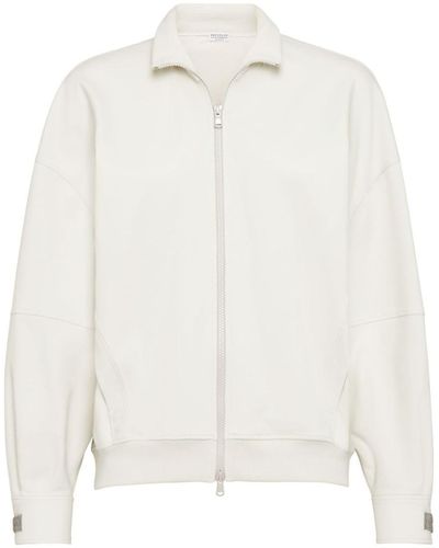Brunello Cucinelli Cotton Zipped Sweatshirt - White