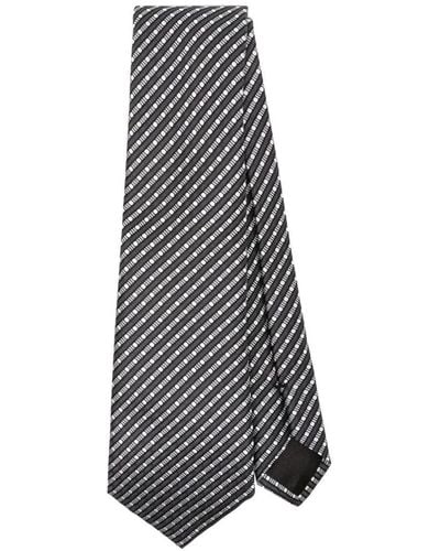 Giorgio Armani Striped Silk Tie - Grey