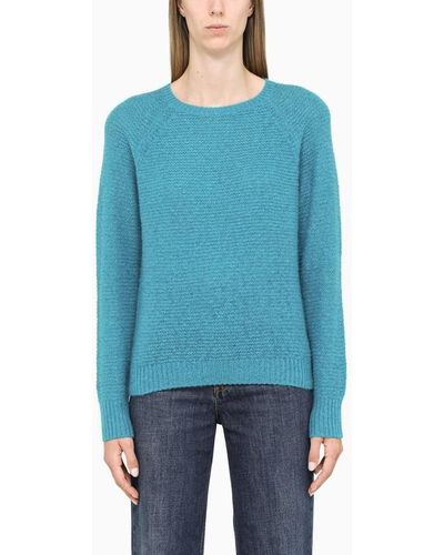 Max Mara Turquoise Silk And Cashmere Sweater - Blue