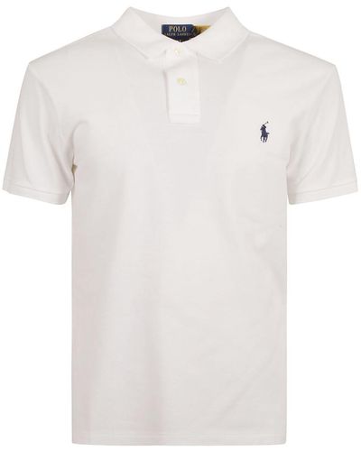 Ralph Lauren Short-sleeved Logo-embroidered Slim-fit Cotton-piqué Polo Shirt - White