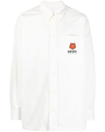KENZO Boke Flower Crest Cotton Shirt - White