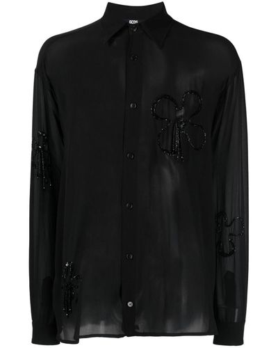 Gcds Bead-embellished Silk Shirt - Black