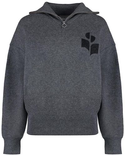Isabel Marant Azra Wool Turtleneck Sweater - Grey
