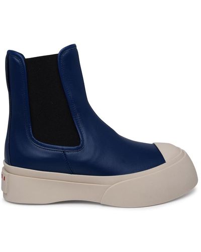 Marni Slip-on Round-toe Ankle Boots - Blue