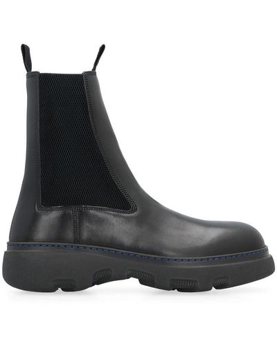 Burberry Leather Creeper Chelsea Boots - Black