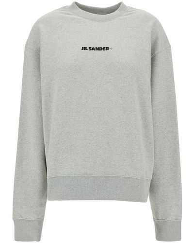 Jil Sander Crewneck Sweatshirt With Logo Lettering Print - Gray