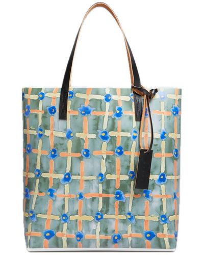 Marni Tribeca Shopping Bag With Saraband Print - Blue