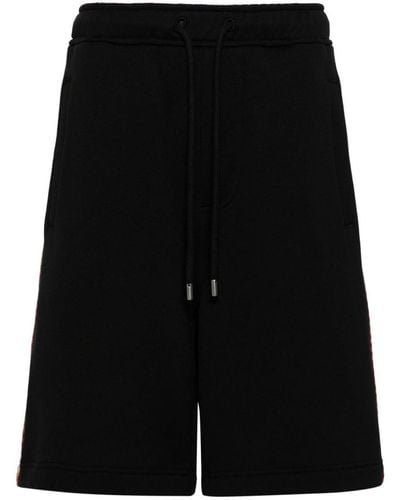 Lanvin Zigzag-embroidered Cotton Shorts - Black
