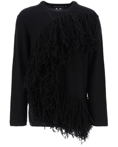 Comme des Garçons Wool Sweater With Fringes - Black