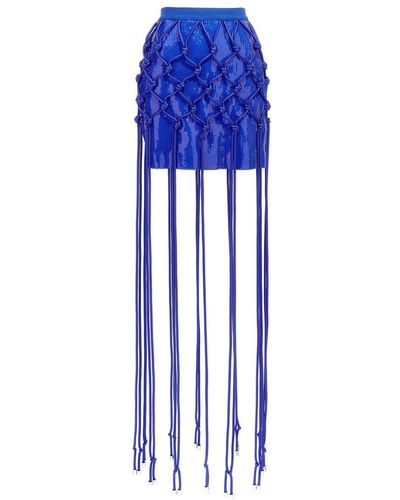 David Koma Fish Net Layered Skirts Blue