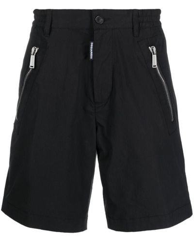 DSquared² Icon-print Cotton Shorts - Black