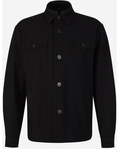 Harris Wharf London Pockets Cotton Overshirt - Black