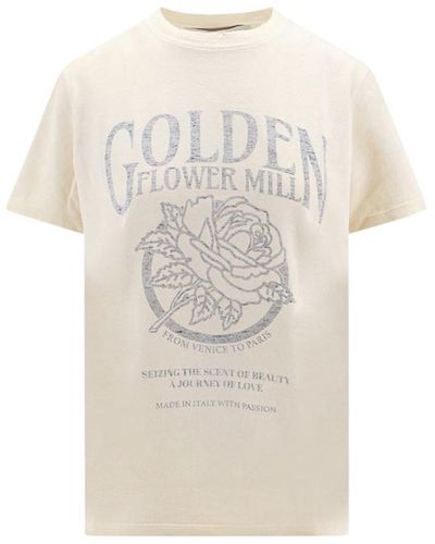 Golden Goose Crew-Neck T-Shirt With Logo - Natural