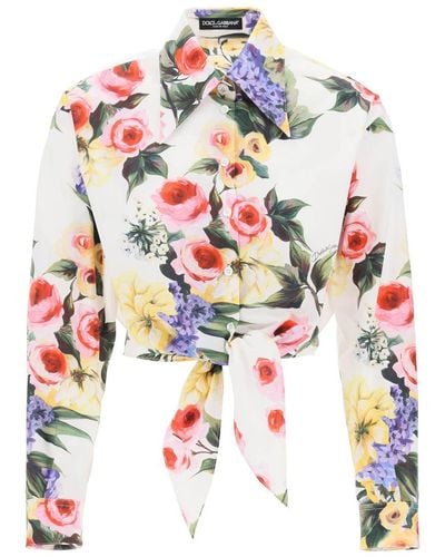Dolce & Gabbana Rose Garden Cropped Shirt - White
