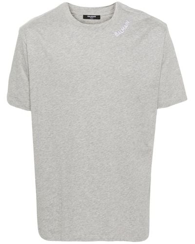 Balmain Stitch Collar T-shirt Straight Fit Clothing - Gray
