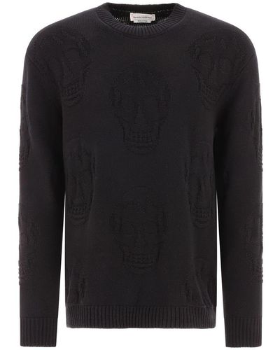 Alexander McQueen Textured Skull Sweater - Black