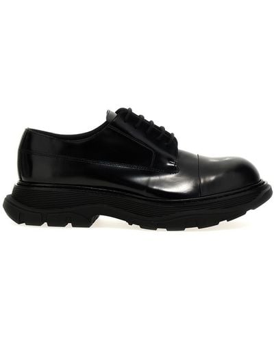 Alexander McQueen Lace-up Leather Lace Up Shoes - Black