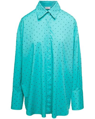 GIUSEPPE DI MORABITO Hirt With Crystal Embellishment All-over In Cotton - Blue
