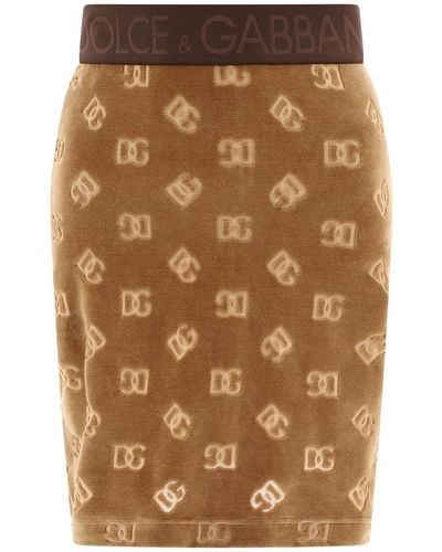Dolce & Gabbana "dg Motif" Skirt - Brown