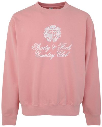 Sporty & Rich Crew Neck Knitwear: Country Crest - Pink