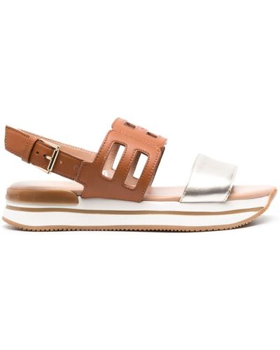 Hogan Strap-design Leather Sandals - Brown