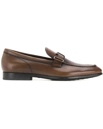 Tod's T Logo Leather Loafers - Brown